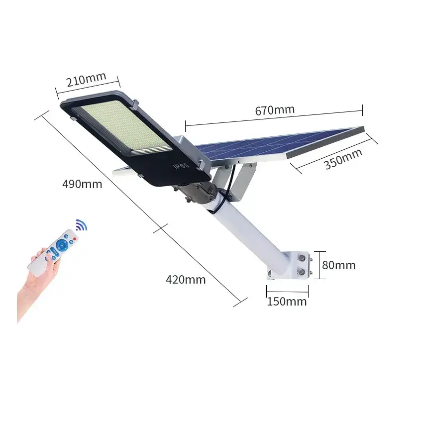 Lampa solara stradala, pentru curte sau strada, finisaj lucios, rezistent la apa, montare prin fixare, senzor lumina, baterie de litiu, IP65, lumina rece, putere 500W, autonomie 10 ore, 49.5 x 21 x 9 cm, negru (8)