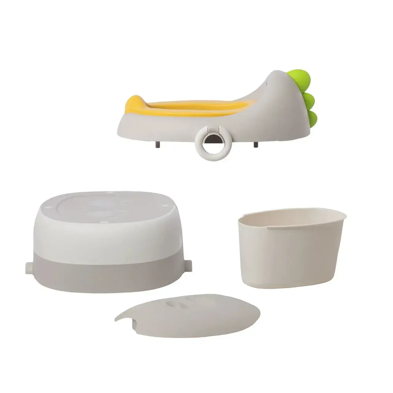 Olita pentru Copii, 3 in 1, Detasabila, Inaltator, Reductor WC, cu Capac, 100 de Saci de Unica Folosinta, Gri (3)