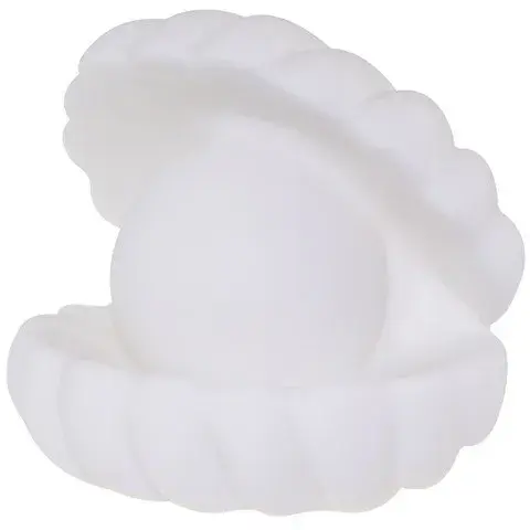 Lampa de Veghe, Model Scoica cu Perla, Lumina Alb Rece, 10 x 8.5 cm, Led, Baterii Incluse 3 x LR44, Alb