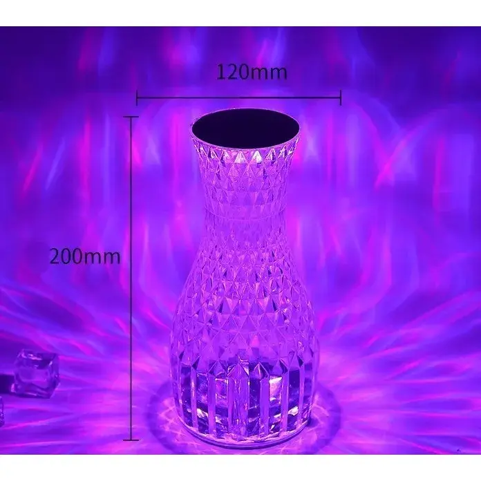 Lampa de birou pe LED RGB 16, dimmer tactil, 3 nivele de intensitate, incarcare USB, 3W, Cristal Acrilic, 20x12 cm, cu telecomanda, forma vaza, transparent (8)