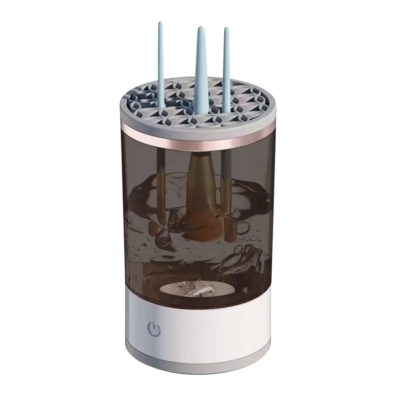 Dispozitiv Portabil de Curatare a Pensulelor de Machiaj, Potrivit pentru Pensule de Diferite Dimensiuni, 5V, 7000RPM, Vibratii Sonice, USB, Alb/Negru, 9x9x16 cm (3)