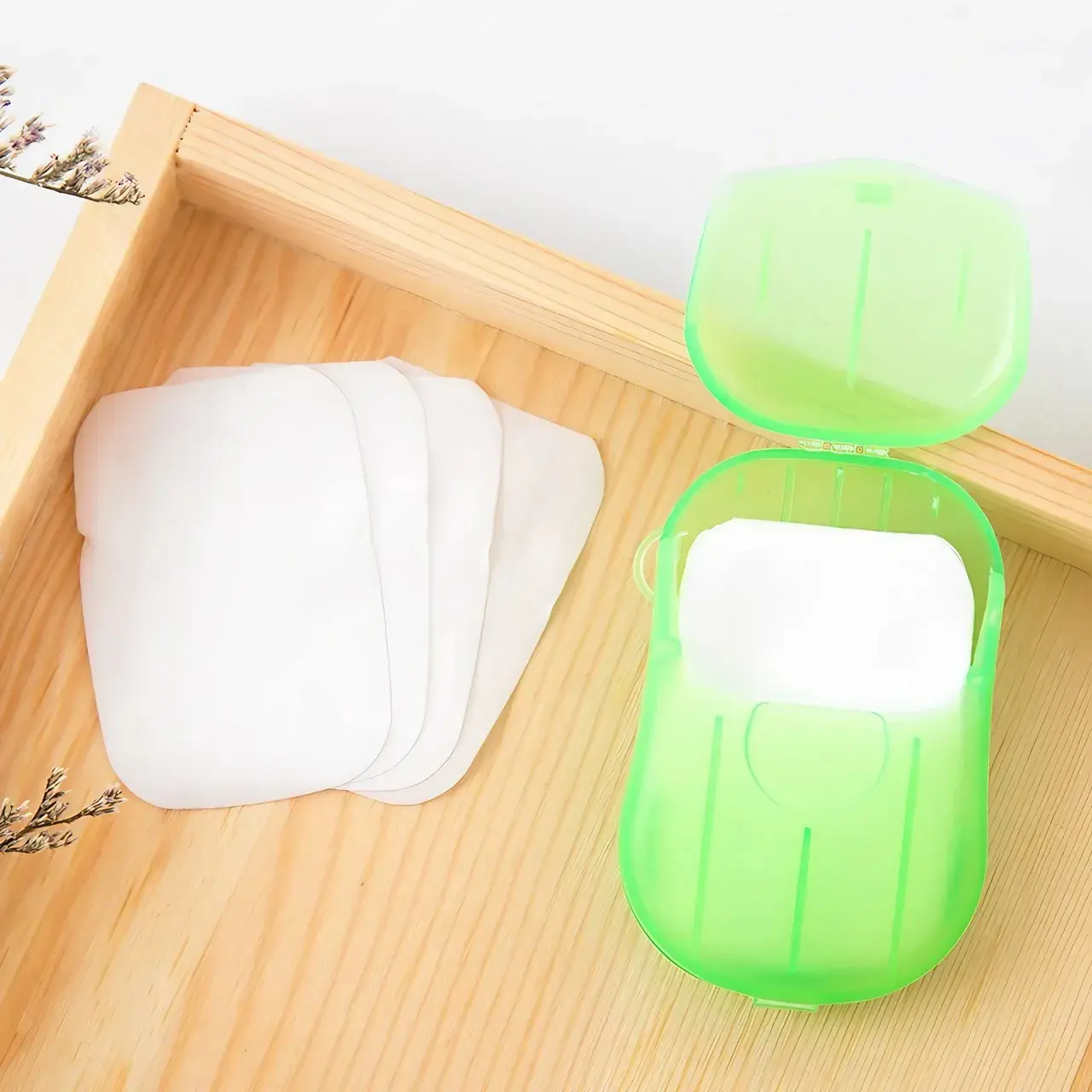 Mini Cutie de Sapun din Hartie, de Unica Folosinta, Portabila, Potrivit pentru Calatorii, 20 buc, Verde (3)