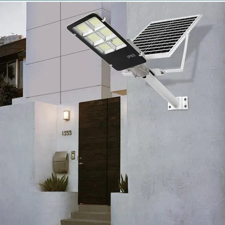 Lampa solara stradala, IP65, senzor de lumina, 417 LED-uri SMD, 24000 lm, 300W, autonomie 12-16 ore, telecomanda, montare prin fixare, pentru strada sau gradina, finisaj lucios, material ABS, 49.5 x 21 x 6.5 cm, lumina alb rece (2)