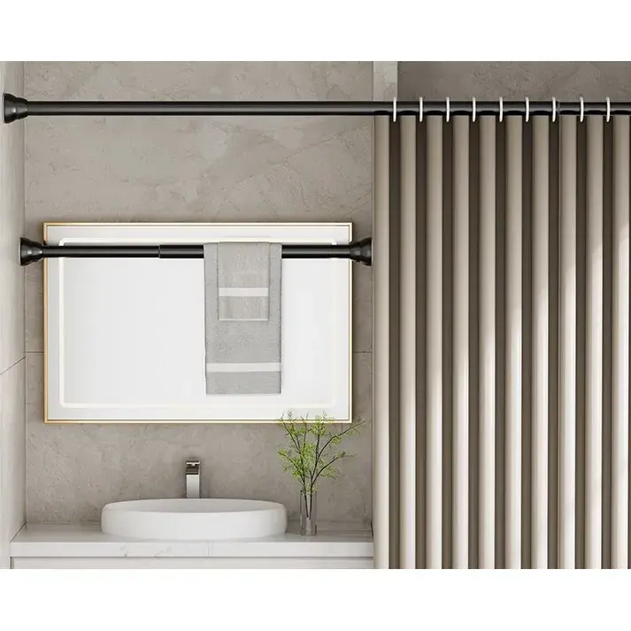Bara Telescopica Multifunctionala, din Otel Inoxidabil, Utilizare Universala, Retractabila 107 - 195 cm, Fara Perforare Perete, Negru (3)