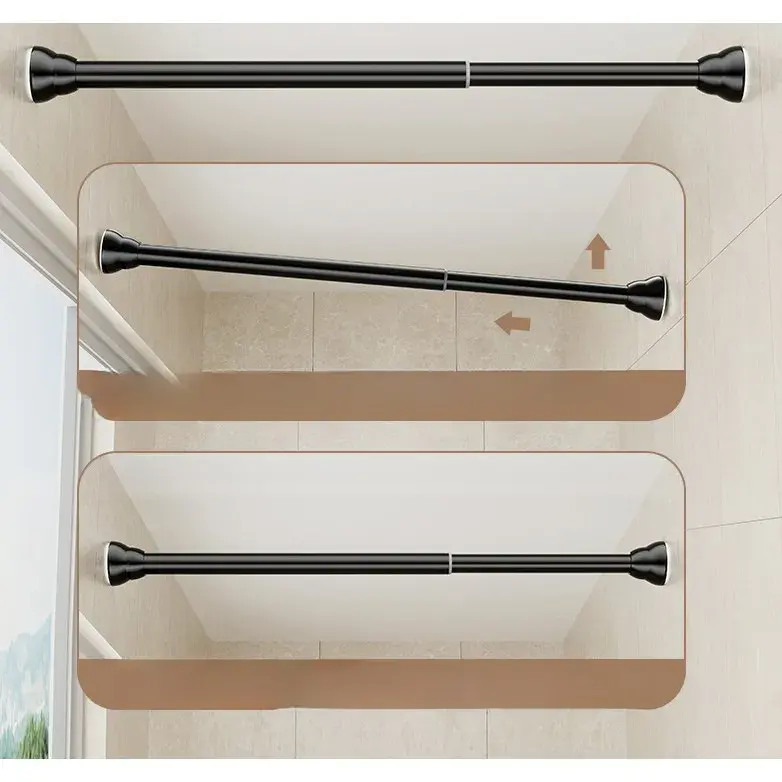 Bara Telescopica Multifunctionala, din Otel Inoxidabil, Utilizare Universala, Retractabila 107 - 195 cm, Fara Perforare Perete, Negru (6)