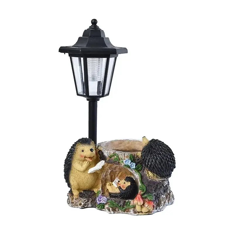 Lampa Solara Decorativa pentru Gradina, Decoratiune pentru Gradina cu Lumini LED, Dimensiuni aprox 33 x 22 x 15.5 cm, Incarcare solara, Model 3 Arici, Negru