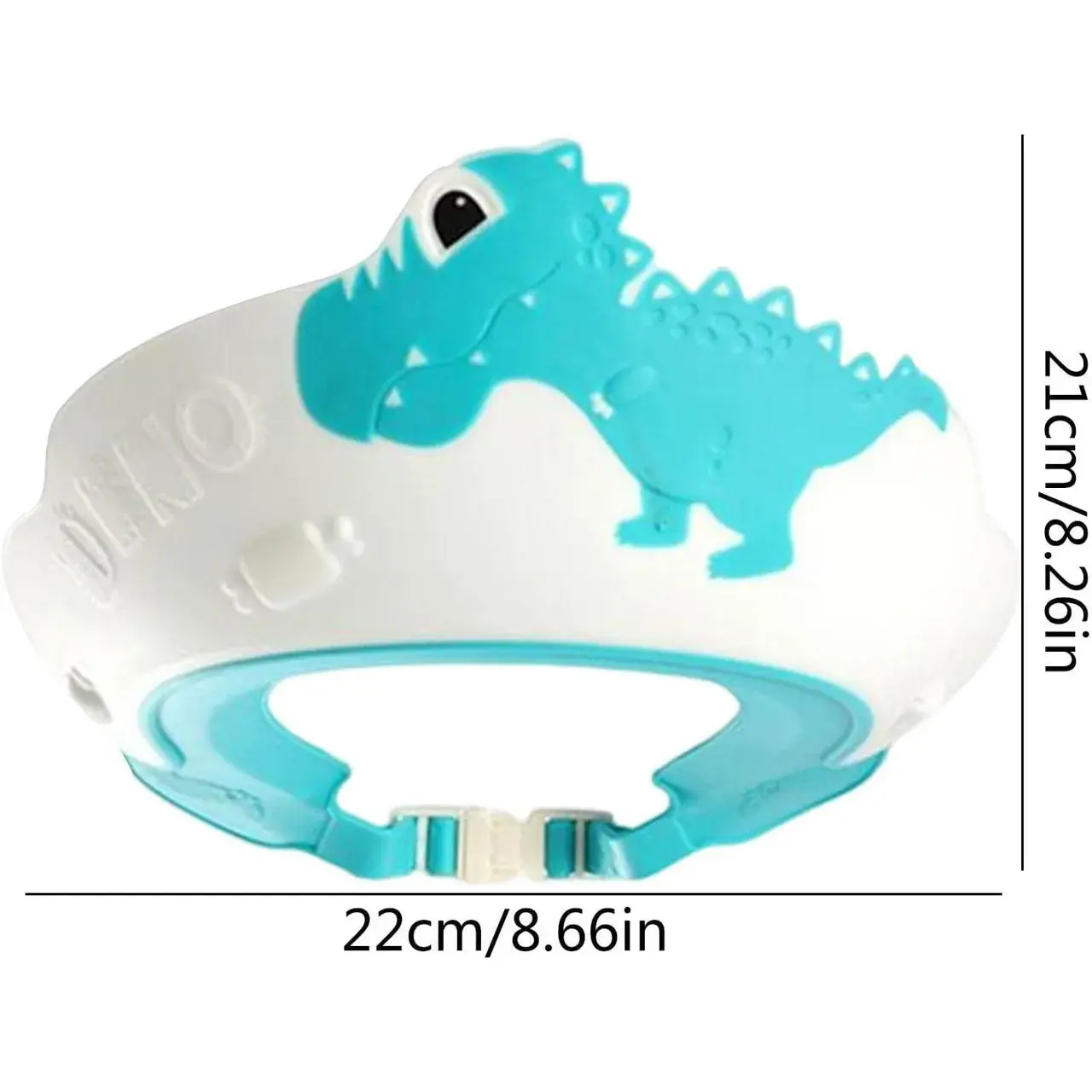 Viziera de Protectie Baie Pentru Copii, Fippy, Model Dinozaur, Dimensiune ajustabila, Durabil, Usor de curatat, Impotriva Samponului, pentru Ochi si Urechi, TPE+PP, 22x21 cm, Albastru (8)