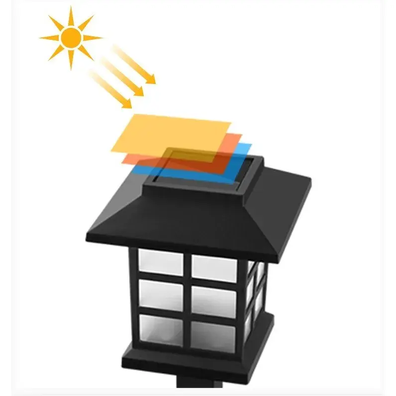 Lampa solara pentru gradina, Set 2 Bucati, Tip Felinar la Pamant, LED Lumina Albastra, 38 x 8.6 x 8.6 cm, Negru (5)