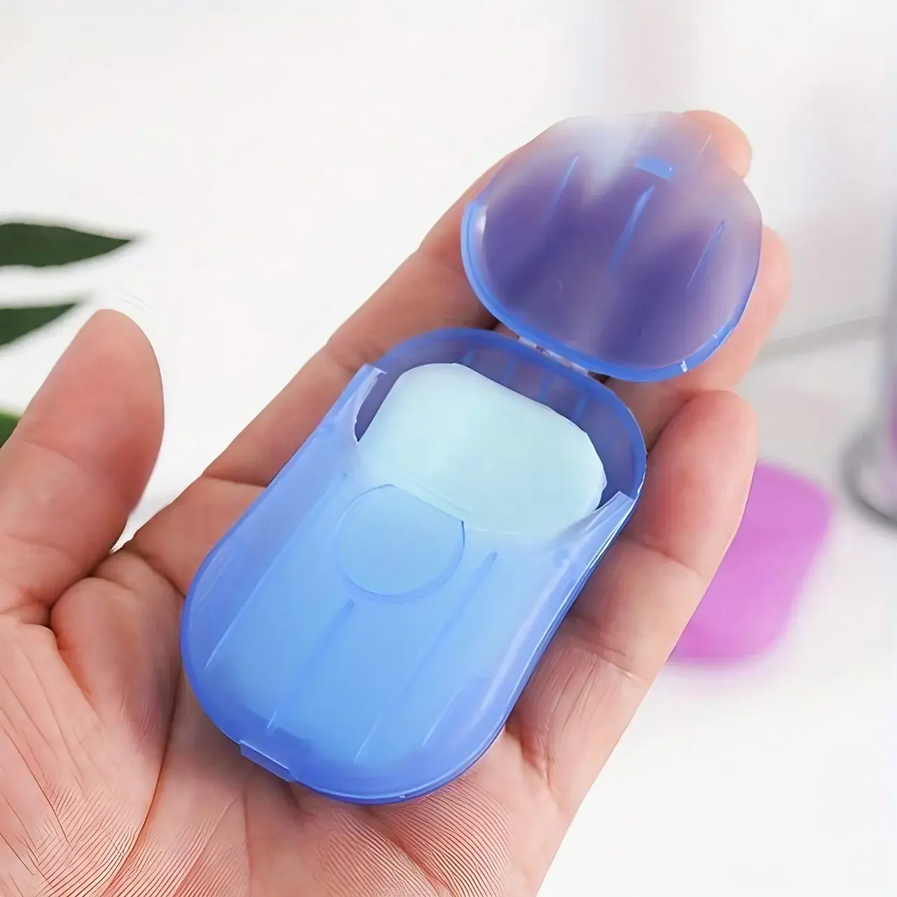 Mini Cutie de Sapun din Hartie, de Unica Folosinta, Portabila, Potrivit pentru Calatorii, 20 buc, Albastru (2)