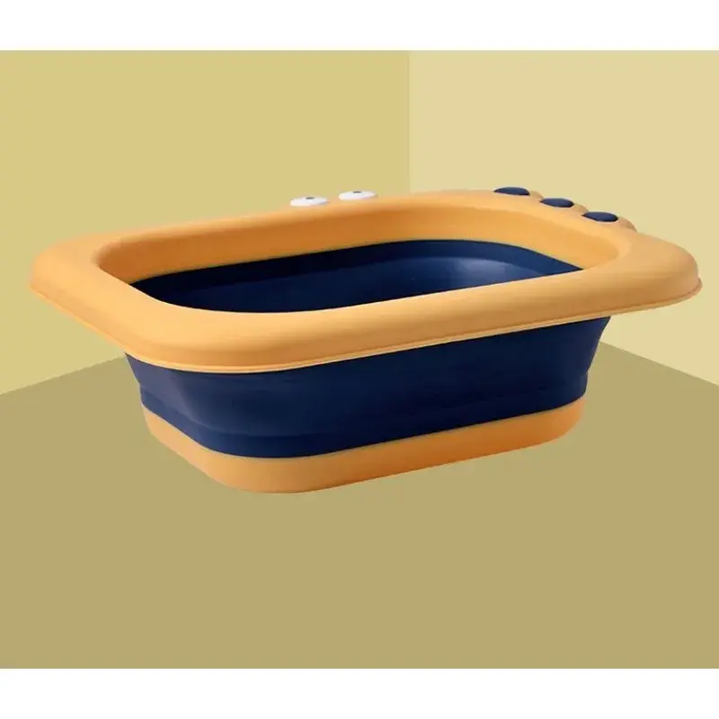 Lavoar Pliabil, pentru Copii, din PP/TPE, Portabil, Model Crocodil, 30x24.5x9 cm, Galben/Albastru (5)