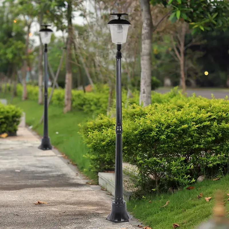 Lampa solara de tip stalp pentru gradina, Alb Cald (6)
