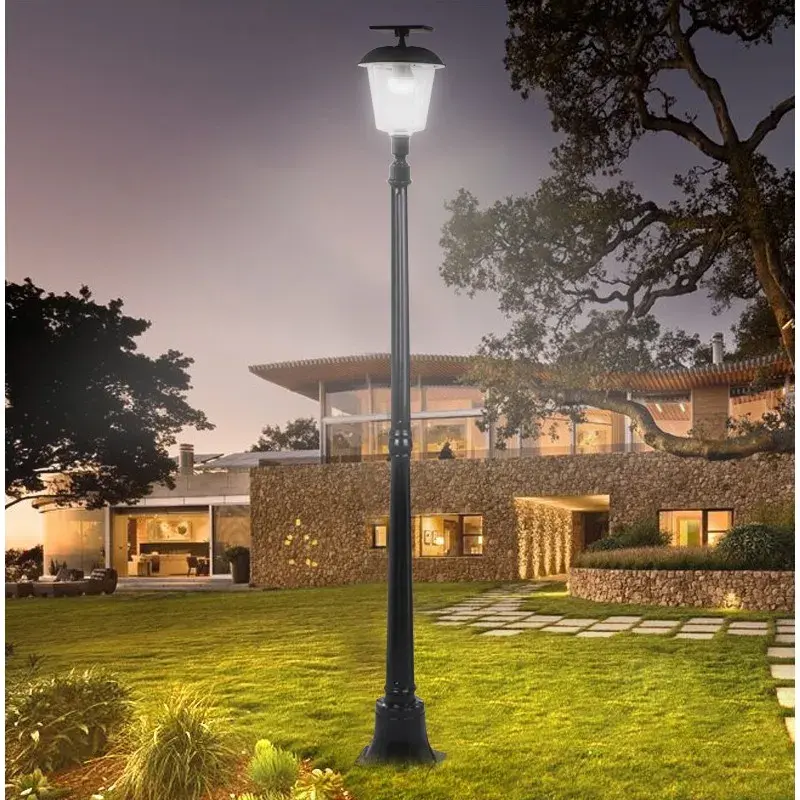 Lampa solara de tip stalp pentru gradina, Alb Cald (7)