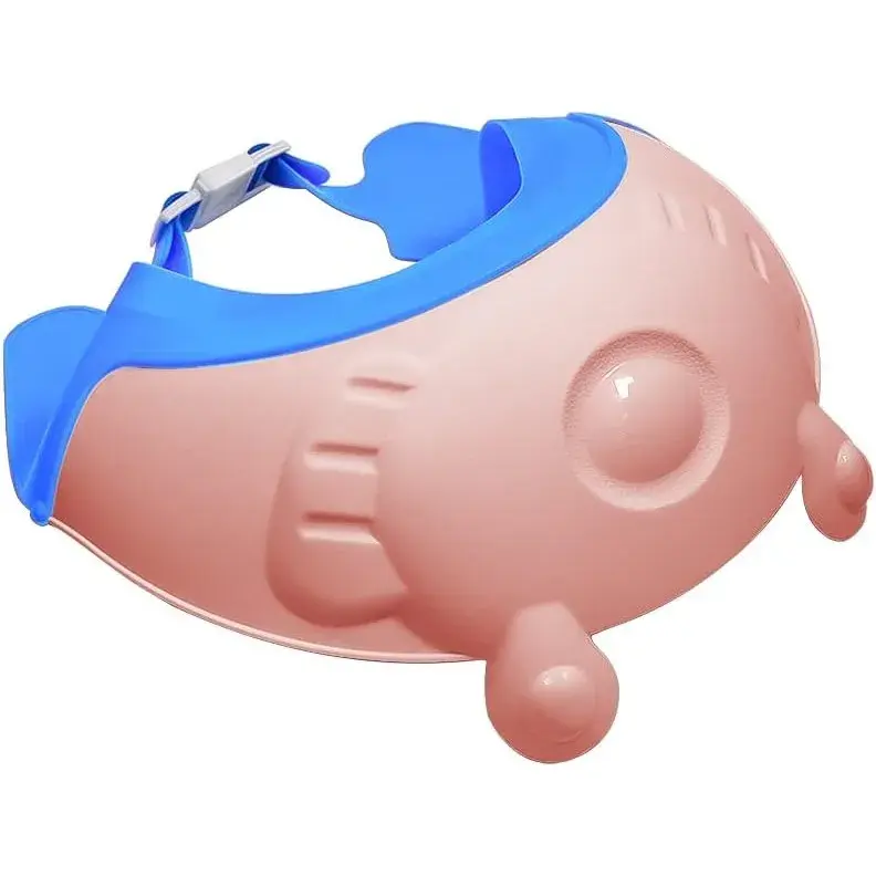 Viziera de Protectie Baie Pentru Copii, Fippy, Model Broasca, Dimensiune ajustabila, Durabil, Usor de curatat, Impotriva Samponului, pentru Ochi si Urechi, TPE+PP, 24x23 cm, Roz (5)
