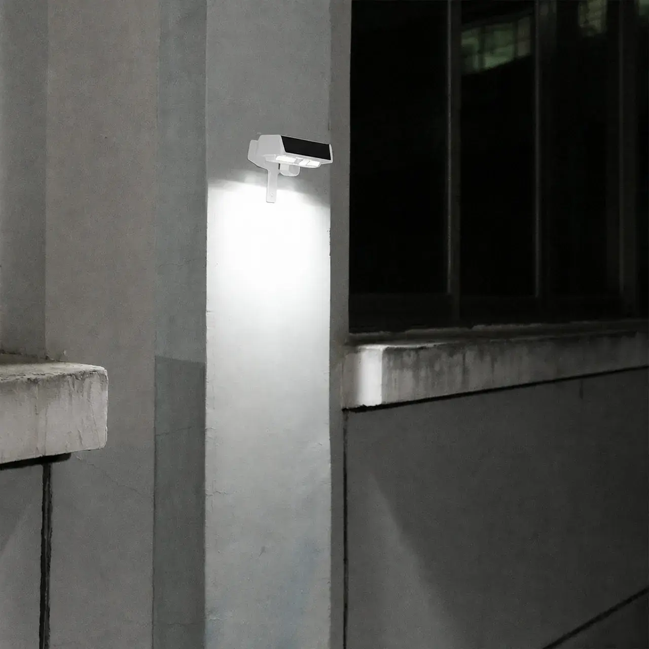 Lampa solara LED dreptunghiulara pentru perete, 18 x 7 cm, senzor miscare, 6V, ABS, 2200mAh, rezistent la apa, culoare alb rece, suport Alb (4)
