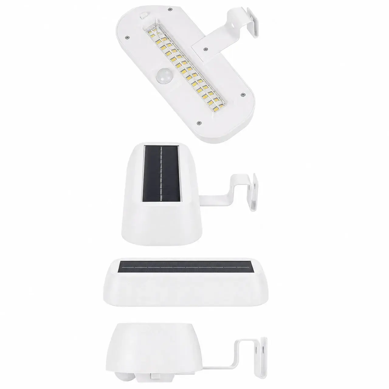 Lampa solara LED dreptunghiulara pentru perete, 18 x 7 cm, senzor miscare, 6V, ABS, 2200mAh, rezistent la apa, culoare alb rece, suport Alb (5)