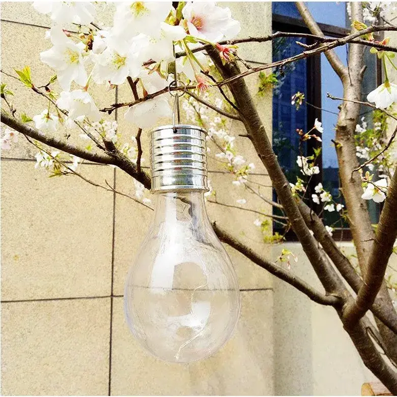 Lampa Solara LED Decorativa sub forma de Bulb, pentru exterior, suspendata, IP65, Ultron Transparent, lumina rece (4)