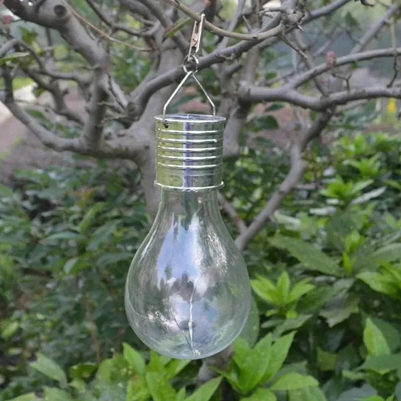 Lampa Solara LED Decorativa sub forma de Bulb, pentru exterior, suspendata, IP65, Ultron Transparent, lumina rece (8)