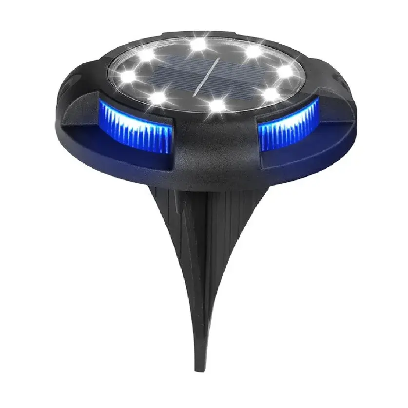 Lampa solara LED tip spot pentru gradina, cu 4 leduri laterale multicolore si 8 leduri principale alb rece, IP65, material ABS, baterie 2V, 700 mah, 11x13.5 cm, multicolor (2)