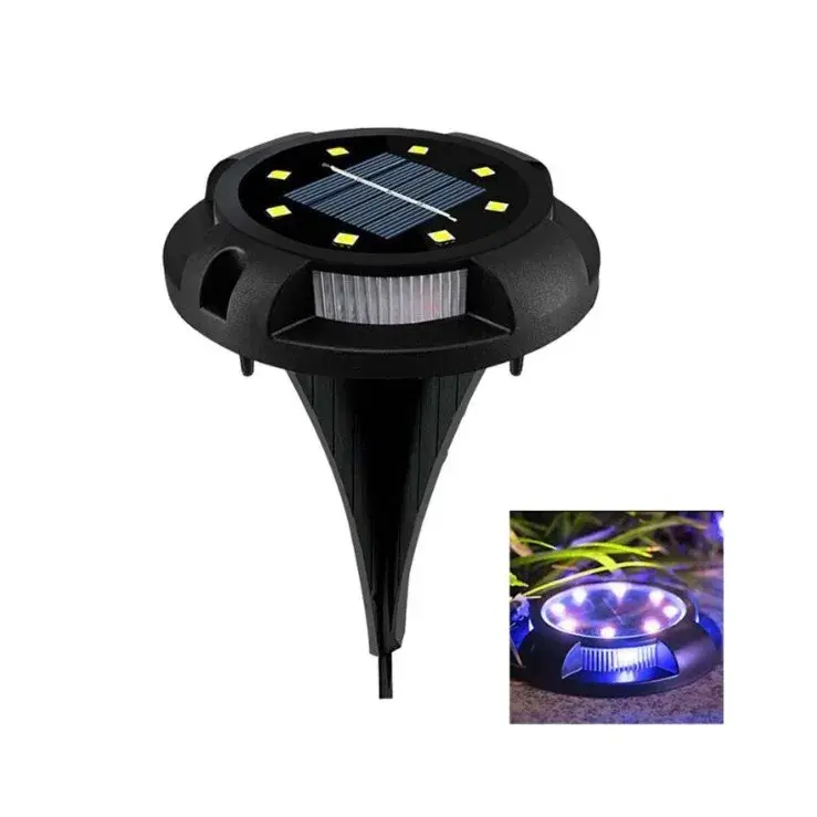 Lampa solara LED tip spot pentru gradina, cu 4 leduri laterale multicolore si 8 leduri principale alb rece, IP65, material ABS, baterie 2V, 700 mah, 11x13.5 cm, multicolor (8)
