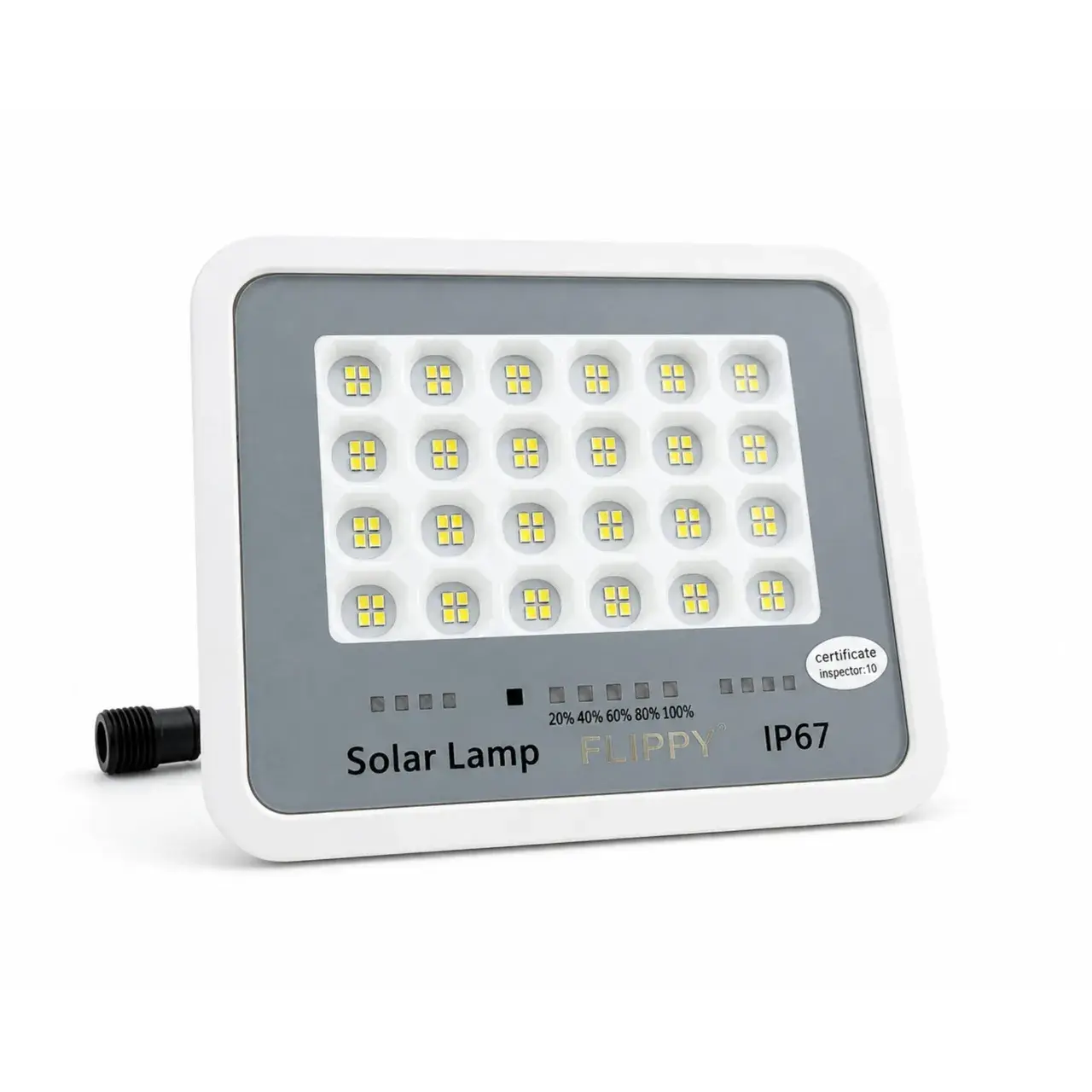 Proiector LED cu Panou Solar, Senzor de lumina, Waterproof, 96 LED-uri incorporate, 30W, 17x13 cm, IP67, Design Modern,Alb (6)
