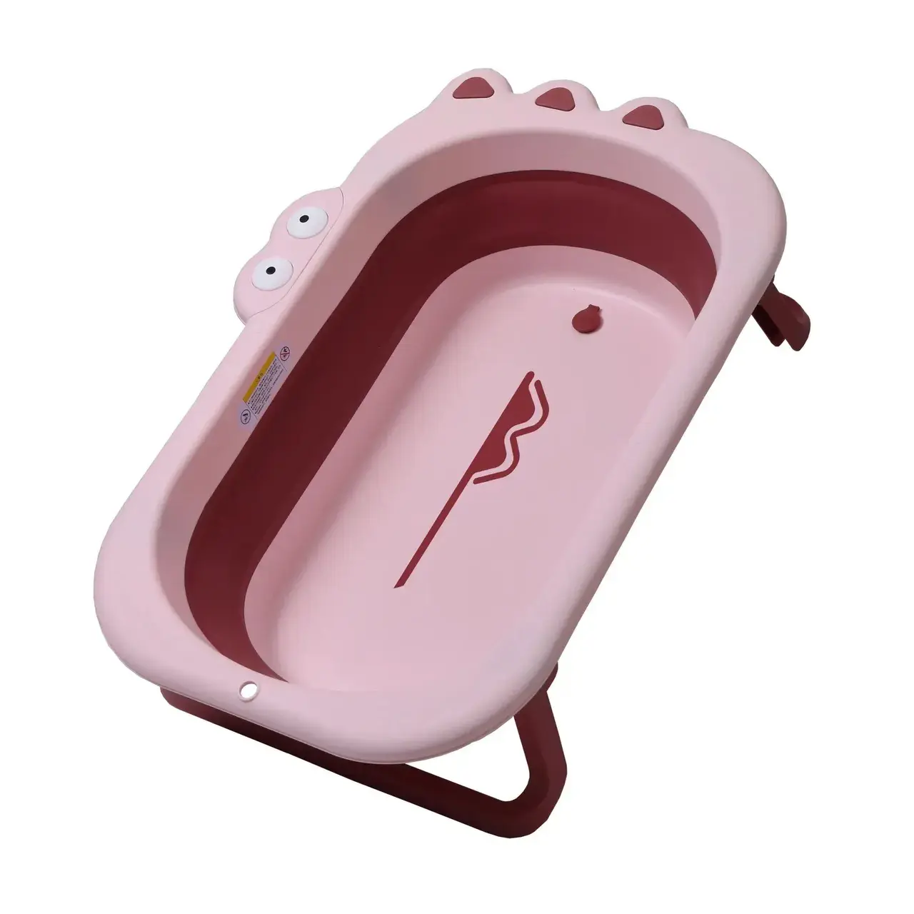Cada Pliabila pentru Baie, din PP+TPR, pentru Copii 0-6 Ani, Model Crocodil, Dop de Scurgere, 80x54x21 cm, Roz (3)