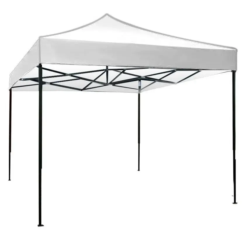 Cort Pavilion 3x3m Alb Pliabil Cadru Metal pentru Curte, Gradina, Evenimente (3)