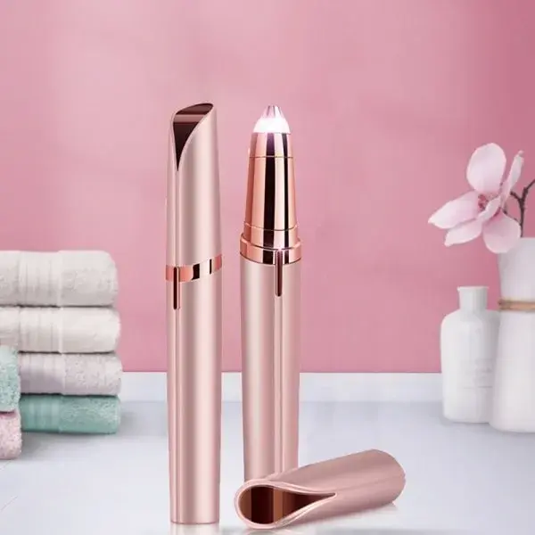 Trimmer Facial pentru Sprâncene și Păr Facial, Reîncărcabil USB, Design Compact, ABS, 1.5 x 13 cm Roz Auriu (3)