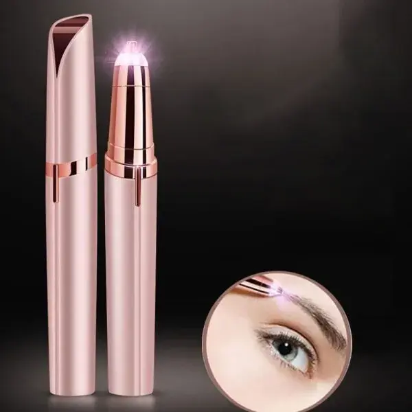 Trimmer Facial pentru Sprâncene și Păr Facial, Reîncărcabil USB, Design Compact, ABS, 1.5 x 13 cm Roz Auriu (4)