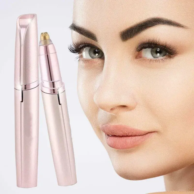 Trimmer Facial pentru Sprâncene și Păr Facial, Reîncărcabil USB, Design Compact, ABS, 1.5 x 13 cm Roz Auriu (6)