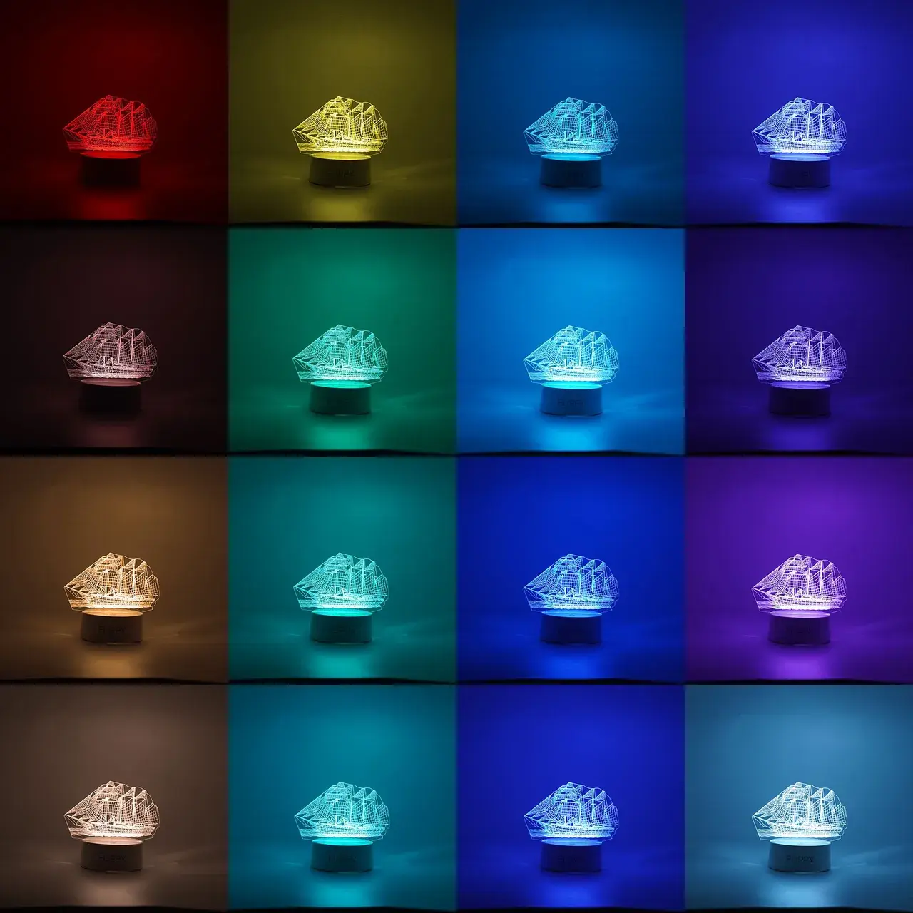 Lampa LED decorativa, 3D, Vapor, cu telecomanda, doua moduri de alimentare USB si baterii, 20 cm inaltime, din material acril si lumina multicolora, alb (2)