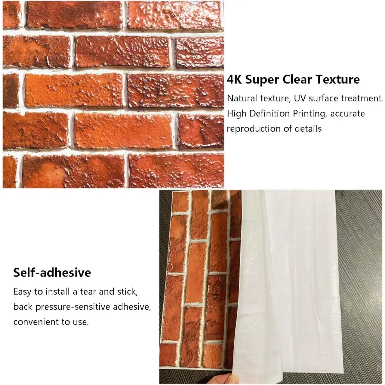 10 x Placi Tapet Autocolant 3D cu Imitatie de Caramida, pentru Perete Bucatarie Sufragerie, Usor de Curatat, Rezistent la Apa, Autoadeziv, 30x30 cm, Rosu (6)