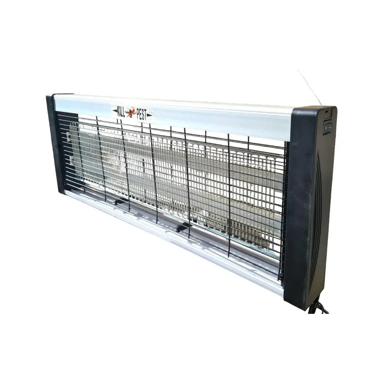 Lampa Electrica UV Anti Insecte, Lumina Neon, 2 tuburi cu putere de 20W, Suspensie Perete, Carcasa din Plastic Metalica, 39 x 25 x 6 cm Alb Negru