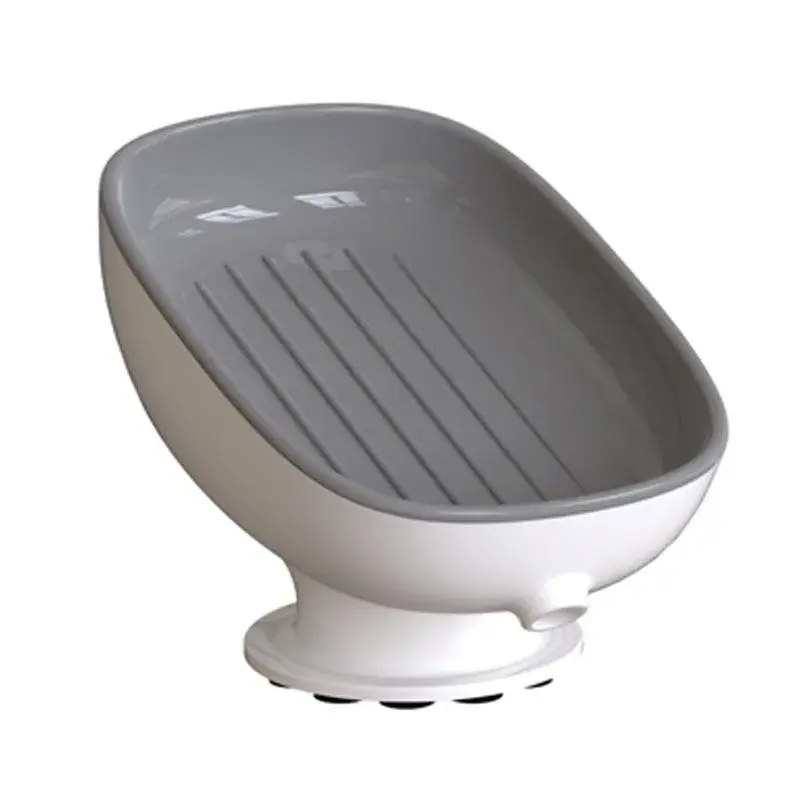 Savoniera din Plastic, cu Ventuza, Design Modern, Gri (2)