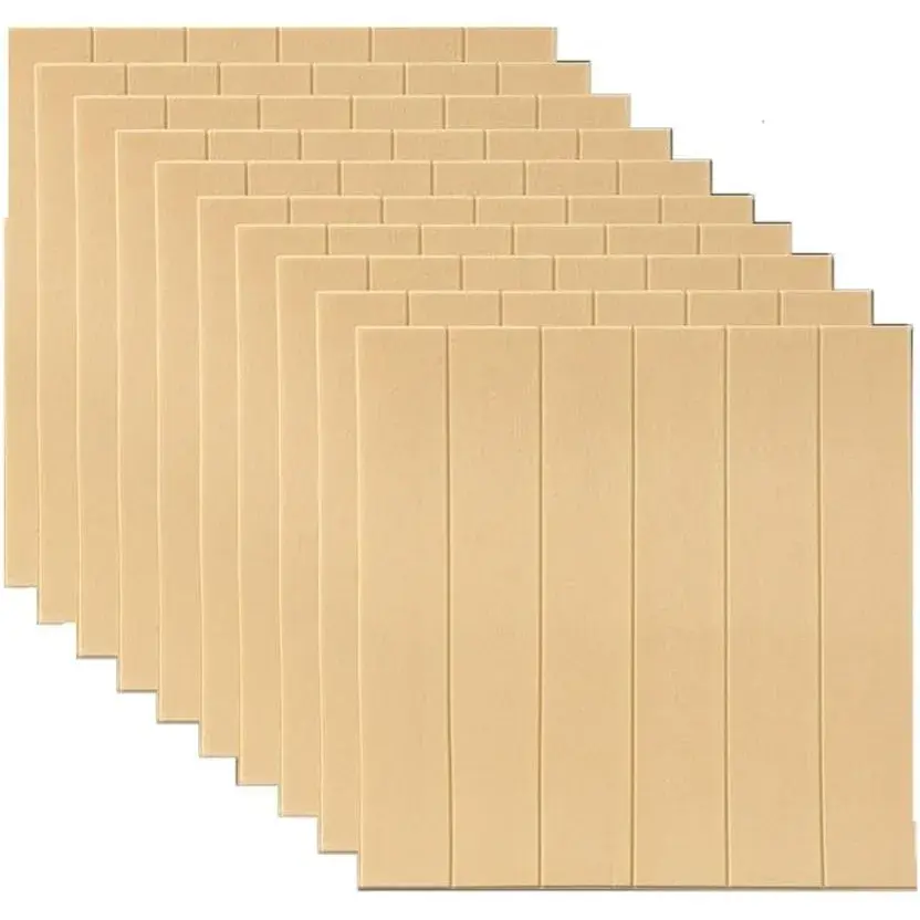 Set 10 Placi Tapet 3D, 70 x 70 cm, Grosime 3 mm, din Rasina, Tip Placi de Lemn, Suprafata Acoperita 4.9 mp, Crem Deschis (4)