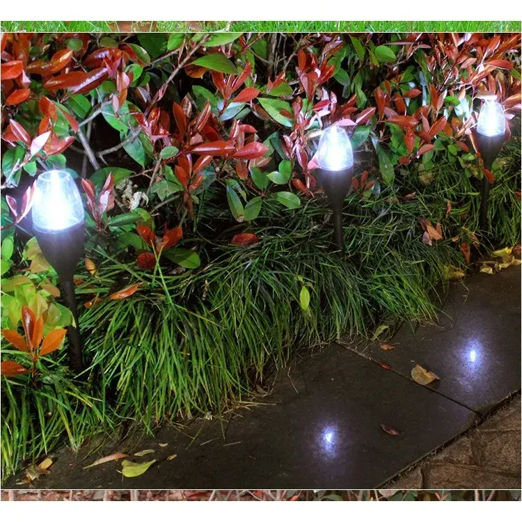 Lampa solara LED pentru gradina, Set 10 Bucati, Tip Pahar de Vin, Inaltime 37.5 cm, efect de flacara, PVC si ABS, 2V, 200mAh, Lumina Alb Rece, Negru (7)