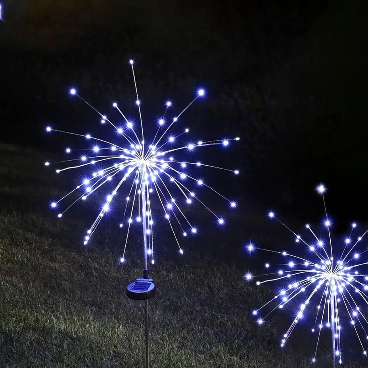 Lampa Solara, Decor Gradina, Model Fireworks/Artificii, din Sarma de Cupru, 120 LED-uri, 55W, 90 cm, Alb Rece (3)
