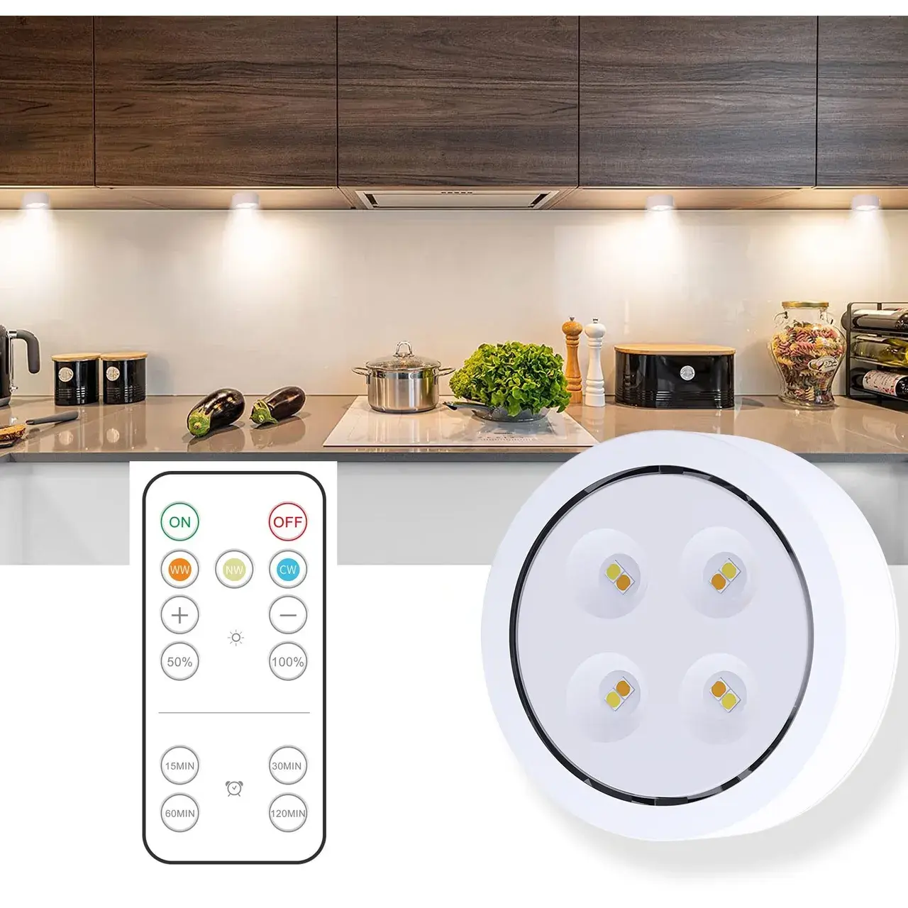 Lampa Led, Fara Fir, cu Baterii, 3 Culori de Lumina, cu Telecomanda, din Plastic, Alb (2)