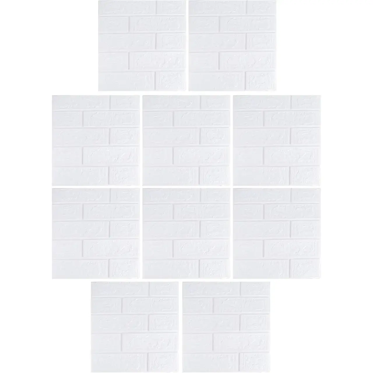 Set 10 Placi Tapet 3D, 35 x 38 cm, Grosime 3 mm, din Polietilena, Model Caramida, Suprafata acoperita 1.33 mp, Alb (6)