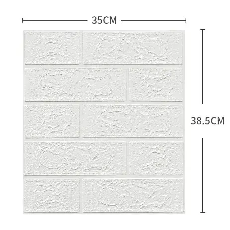 Set 10 Placi Tapet 3D, 35 x 38 cm, Grosime 3 mm, din Polietilena, Model Caramida, Suprafata acoperita 1.33 mp, Alb (8)