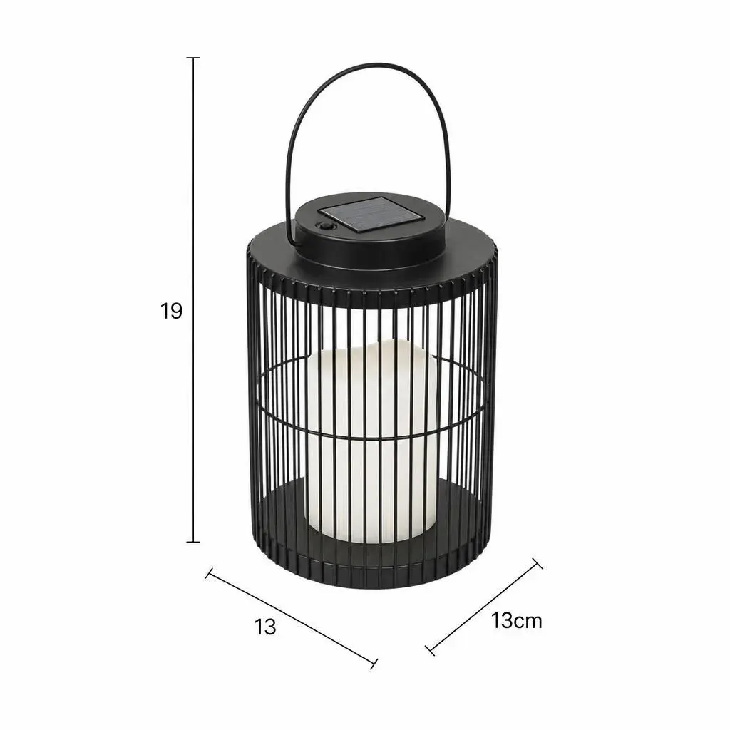 Lampa Solara, Cu Maner pentru Agatare, Alimentare Solara, Iluminare pentru Exterior, pentru Gradina, Curte si Terasa, Lumina Calda, 19x13 cm, Negru (5)