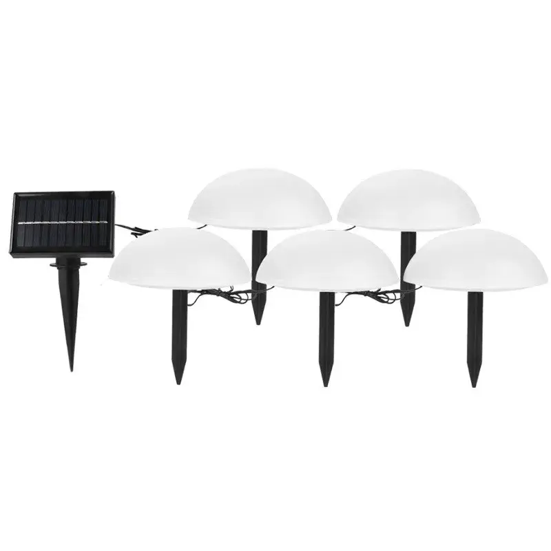 Decoratiune pentru gradina, lampa solara in forma de ciuperca, 5 ciuperci, alb cald (2)