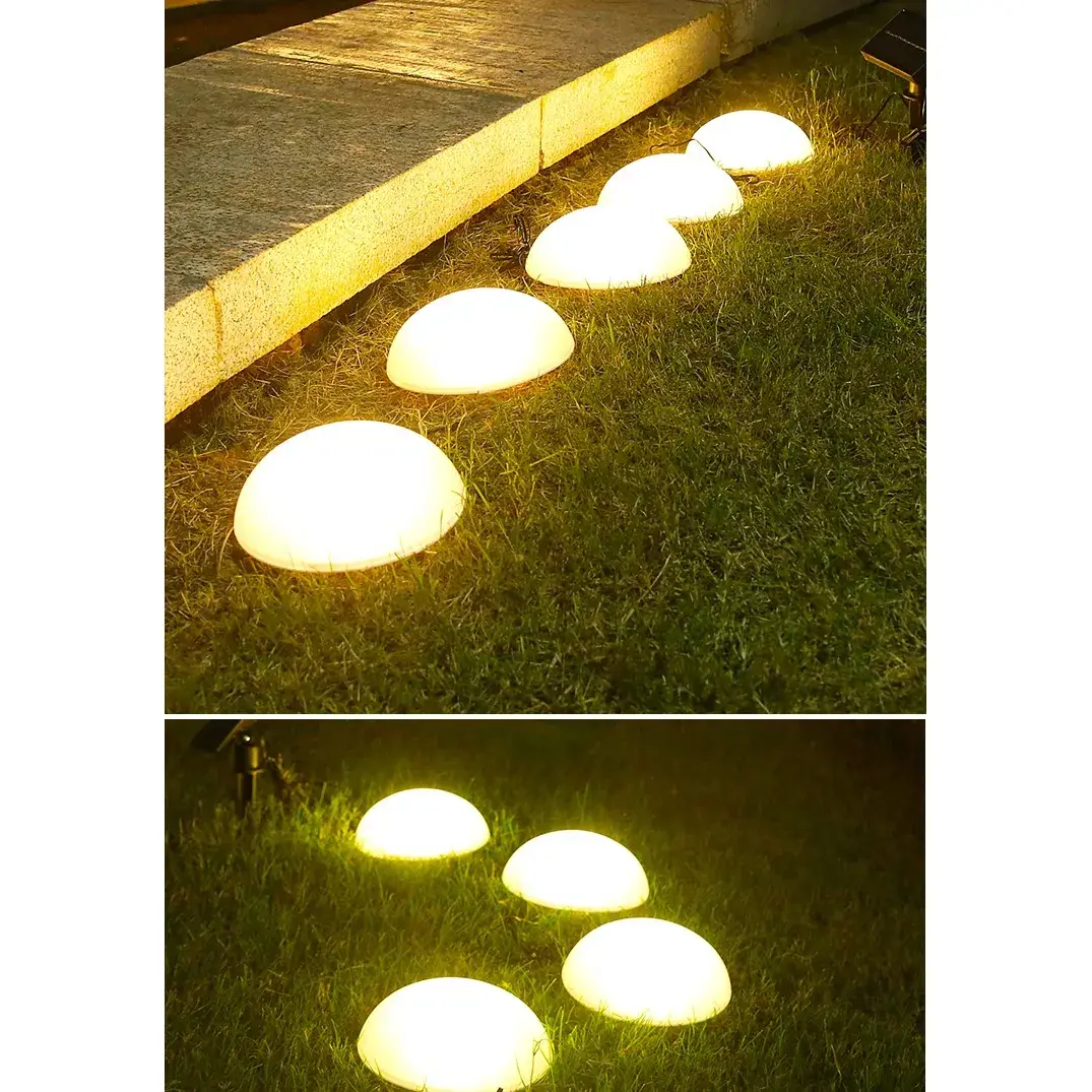 Decoratiune pentru gradina, lampa solara in forma de ciuperca, 5 ciuperci, alb cald (4)