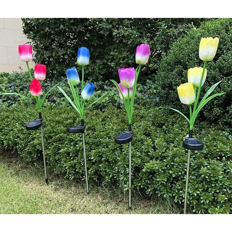 Lampa Solara LED tip Lalele cu 3 flori pentru Gradina, Inaltime 78 cm (8)