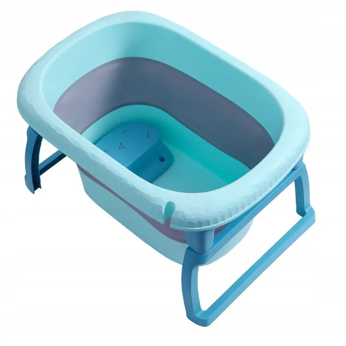 Cada Pliabila pentru Baie, din PP+TPE, pentru Copii 0-6 Ani, cu Picioare, Suport de Sezut, Scurgere Etans, 48.5x25x72 cm, Albastru (5)