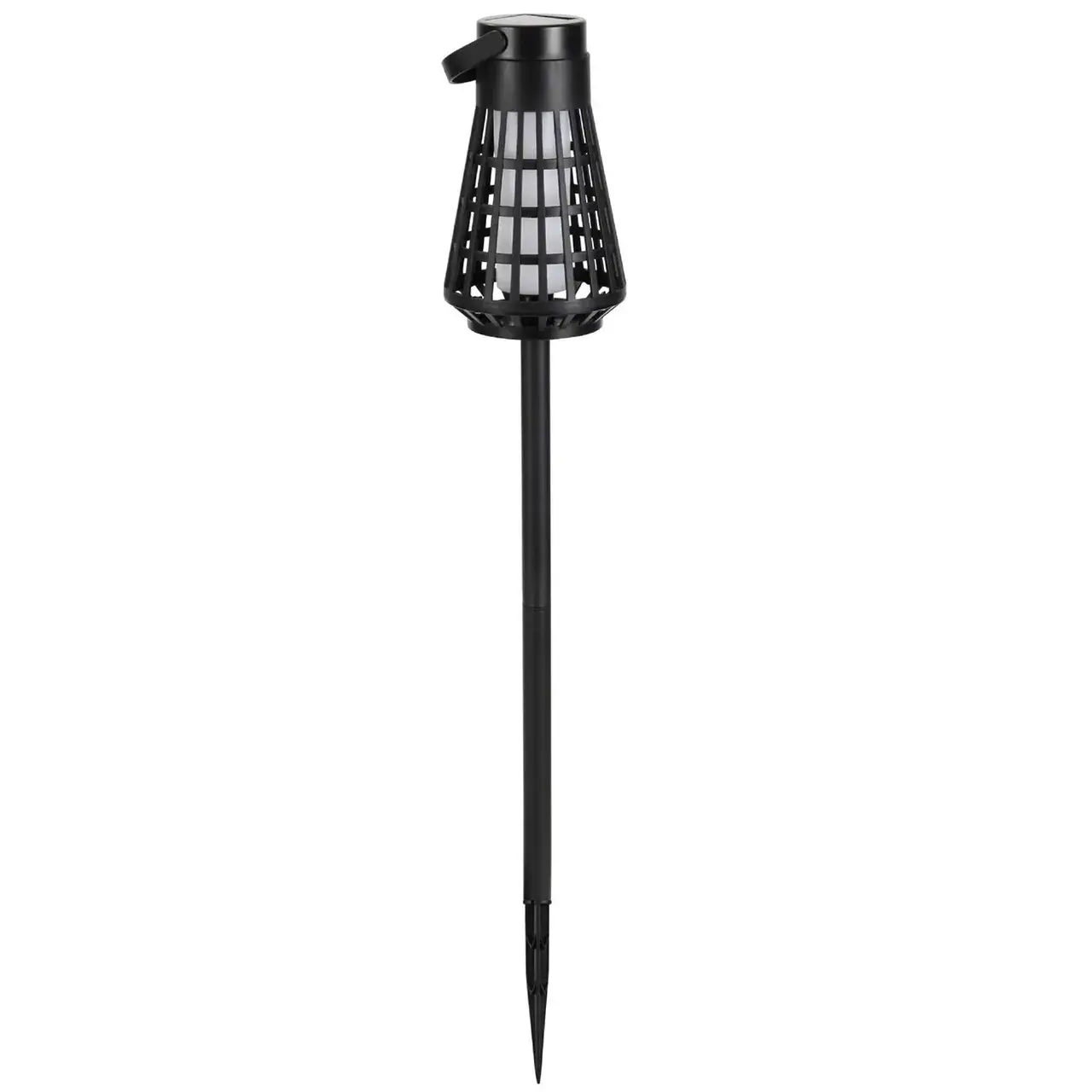 Lampa Solara pentru Gradina, Reincarcabila de la Soare, Model Felinar, Portabila cu Picior, Lumina Calda, 12 cm, Negru (4)