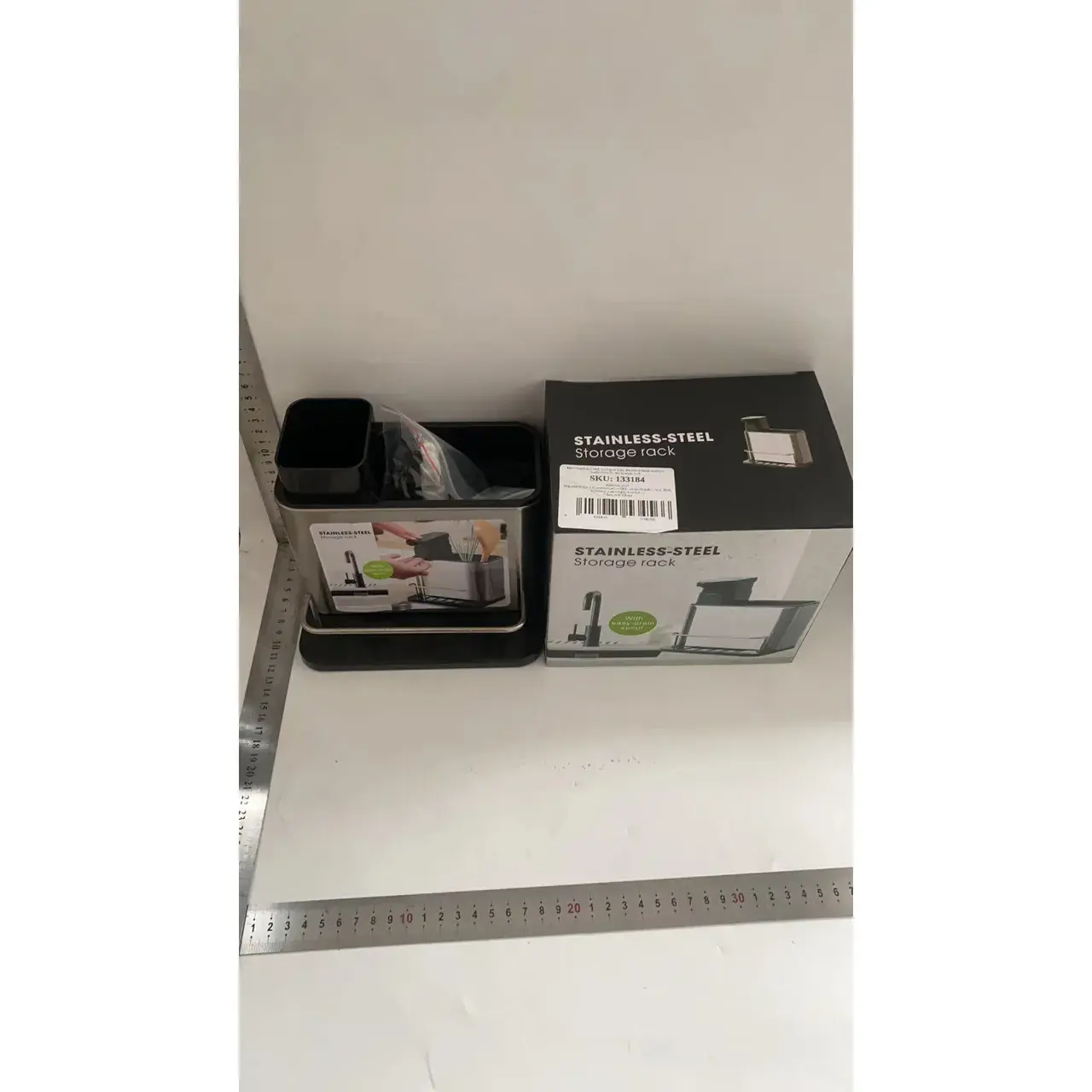 Dispenser Multifunctional, Dozator pentru Detergent, pentru Sapun Lichid, Dezinfectant, cu Suport pentru Ustensile, 18.5 x 18 x 12.8 cm Negru (4)