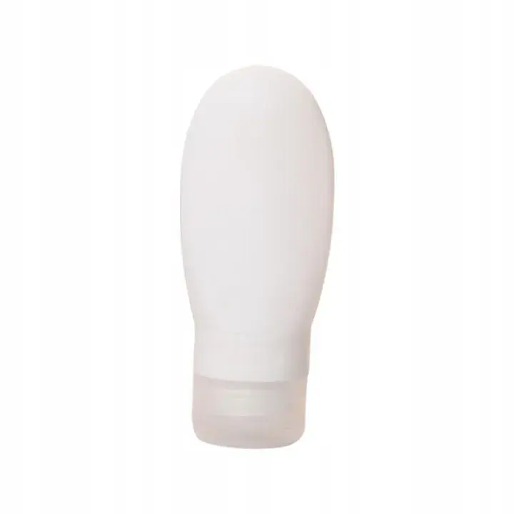 Recipient Portabil din Silicon Elegant de Voiaj, Sticla de Calatorie, Potrivita pentru Lotiune, Sampon si Alte Lichide, Anti-scurgere, cu Posibilitate de Reumplere, Capacitate 90mL, Alb