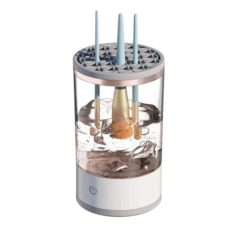 Dispozitiv Portabil de Curatare a Pensulelor de Machiaj, Potrivit pentru Pensule de Diferite Dimensiuni, 5V, 7000RPM, Vibratii Sonice, USB, Alb/Transparent, 9x9x16 cm (5)