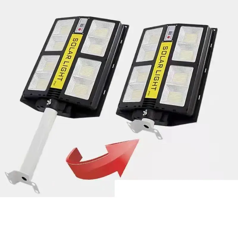 Lampa solara stradala, cu telecomanda, senzor de miscare si lumina, suport prindere, 720 LED-uri, IP65, ABS, 15AH, 500W, temperatura culoare 6500K, 44.5x34.7x6.6 cm, autonomie 10-12 ore, negru (2)