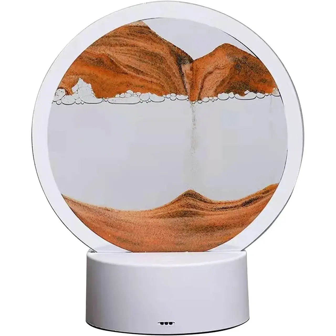 Lampa decorativa tip clepsidra, imagine 3D dinamica, nisipuri miscatoare, 16 x 18.5 cm, Galben